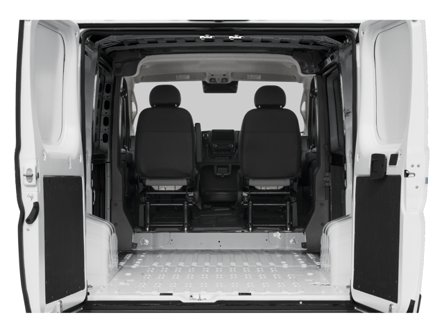 Rear cargo entry of a white van with both doors open