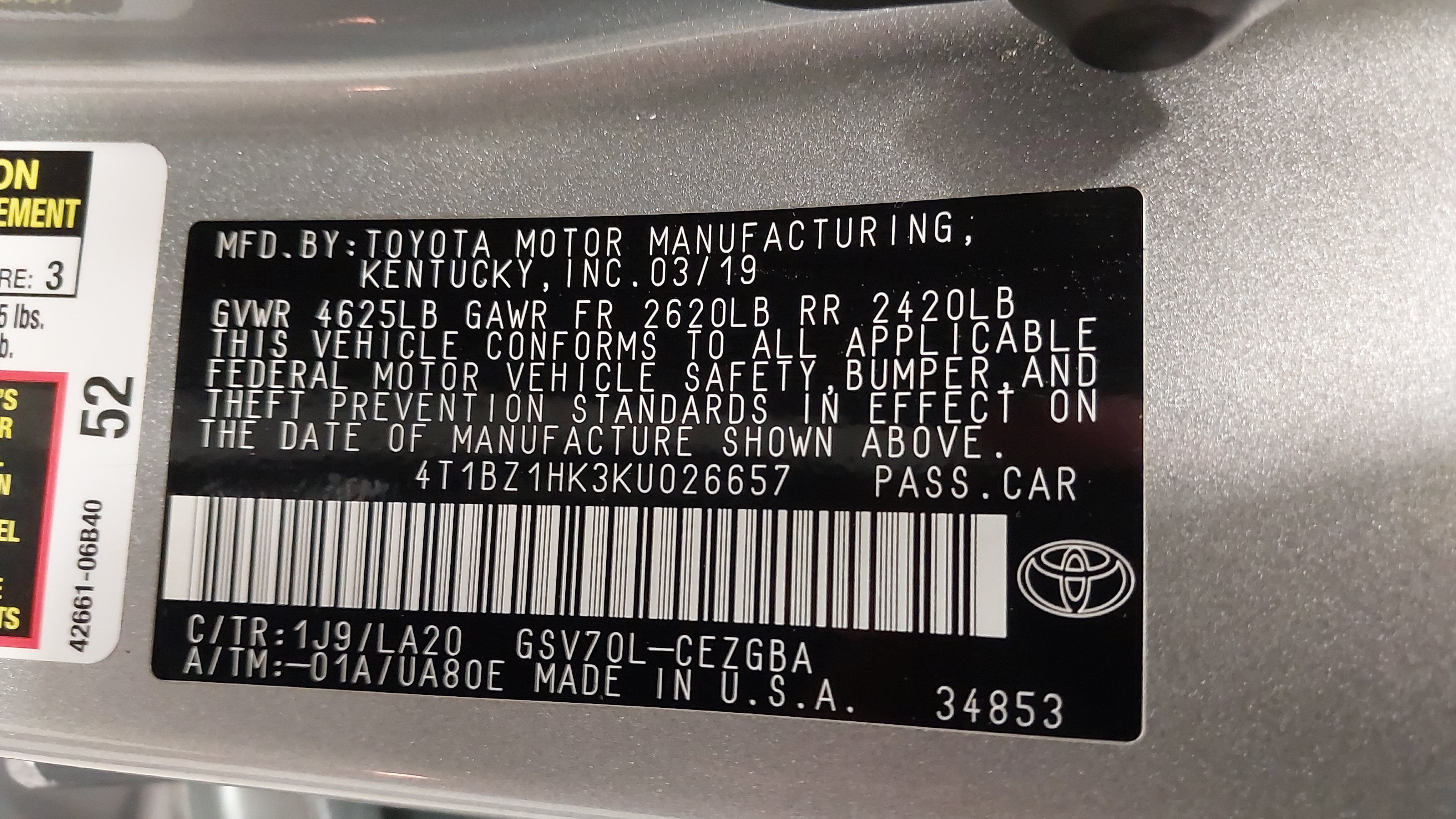 2019 Toyota Camry Base